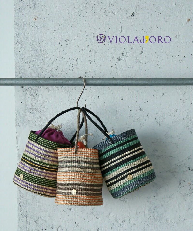 VIOLAd'ORO(ヴィオラドーロ) かごバッグ MIRO ベージュ×ブラウン(BEBR)