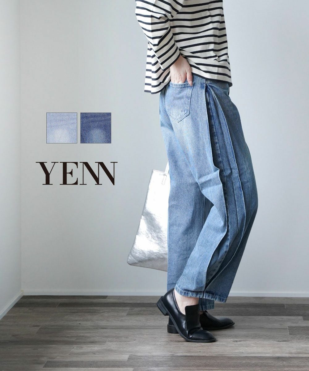 YENN(イェン)SIDE PLEATED DENIM PANTS | BLEU COMME BLEU(ブルーコム