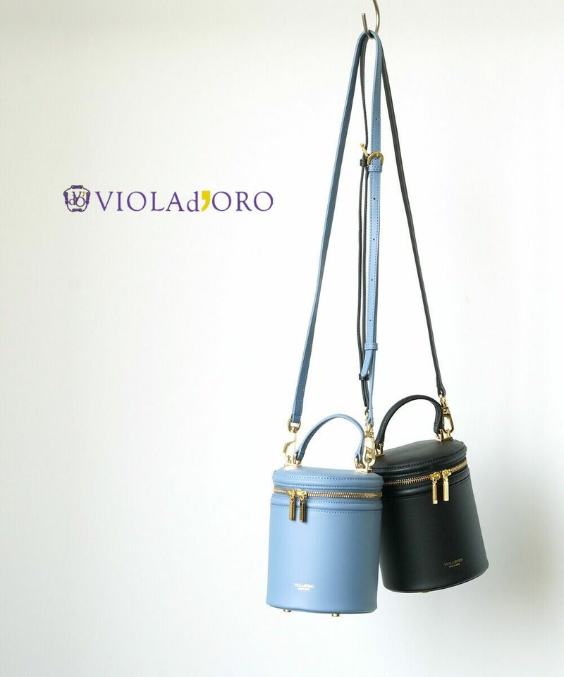 VIOLAd'ORO(ヴィオラドーロ) イタリアンスプリットレザー バニティバッグ SARA ブラック(BLK)