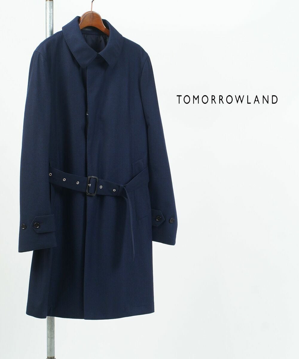 TOMORROWLAND(トゥモローランド)ベルト付き ステンカラーコート | BLEU