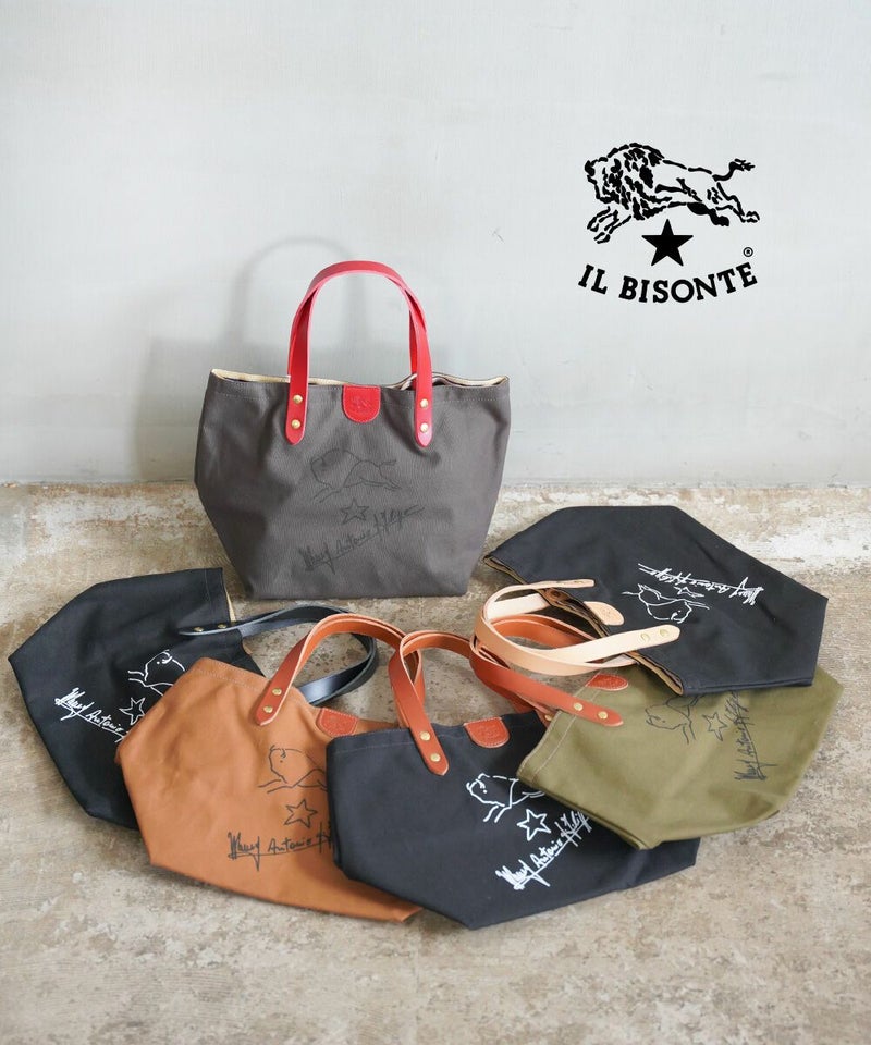 IL BISONTE(イルビゾンテ) サイン入り トートバッグ キャメル×ヌメ(2)