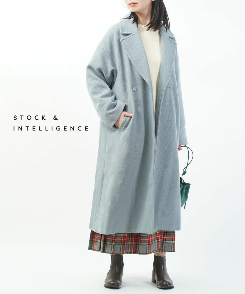STOCK&INTELLIGENCE(ストックアンドインテリジェンス) ジャージフライ ドロップビッグカラー チェスターコート ブルー(16)