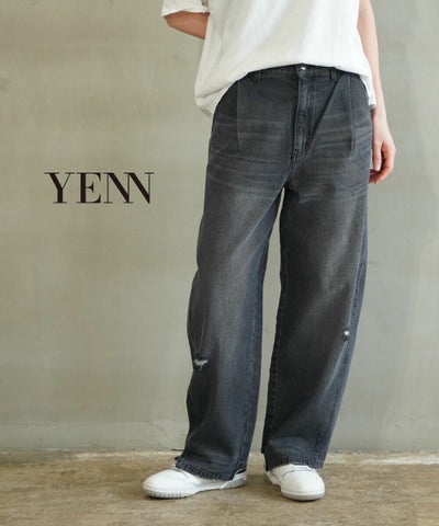 YENN(イェン) CURVED SEAM DENIM PT GREY