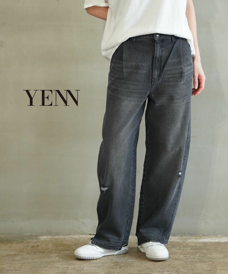 YENN(イェン) CURVED SEAM DENIM PT GREY グレー(GRY)