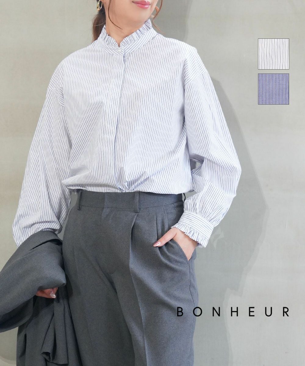 Bonheur(ボヌール)スタンドフリルブラウス | BLEU COMME BLEU(ブルー