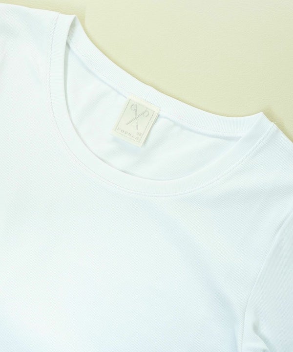PUPULA(ププラ) デジタルリブ ワイドクルーネック 長袖 Tシャツ カットソー