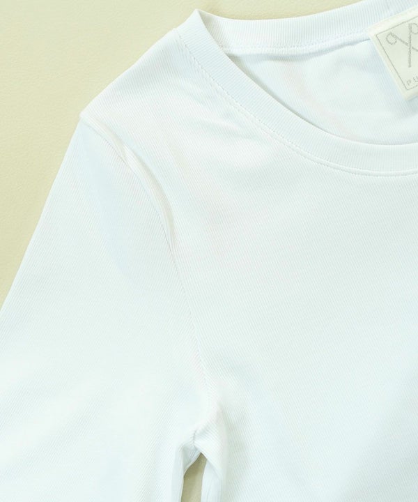 PUPULA(ププラ) デジタルリブ ワイドクルーネック 長袖 Tシャツ カットソー（3枚目）
