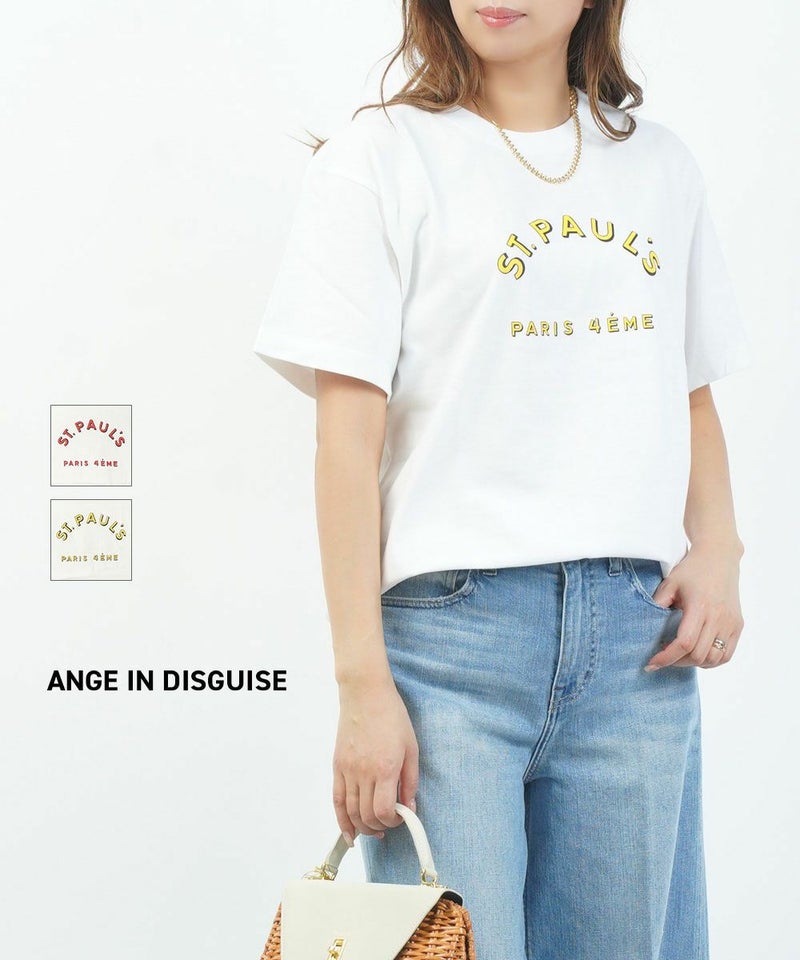 ANGE IN DISGUISE(アンジ イン ディスガイズ) Tシャツ ST.PAUL'S ホワイト×レッド(WHRD)
