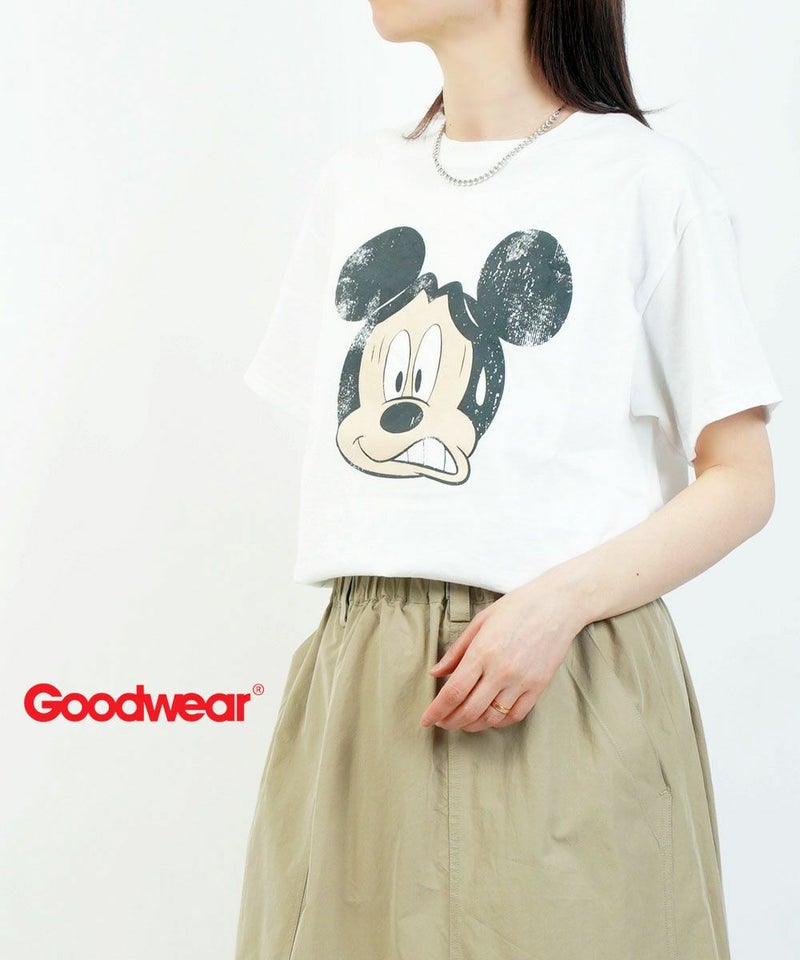 GOODWEAR(グッドウェア) ミッキーヴィンテージフォームプリントT ホワイト(WHT)
