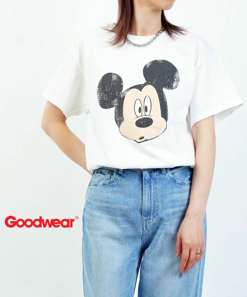 GOODWEAR(グッドウェア) ミッキーヴィンテージフォームプリントT ホワイト(WHT)