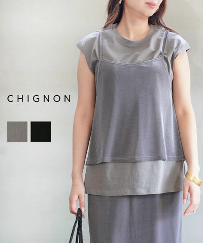 CHIGNON(シニヨン) ベロアメッシュキャミプルオーバー