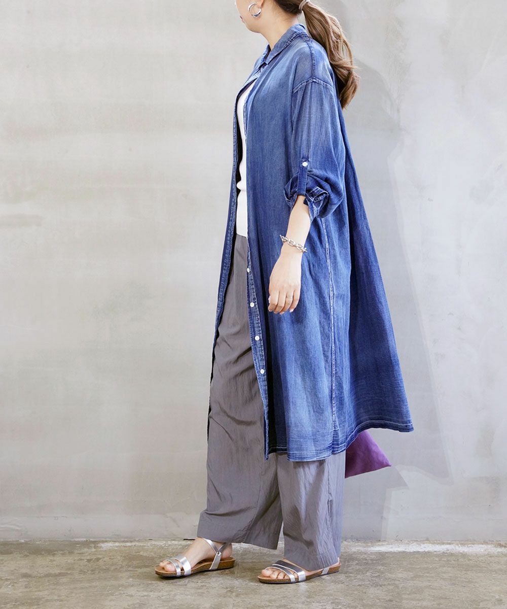 huitieme nid(ユイティーム)デニム風 ロングシャツ | BLEU COMME BLEU