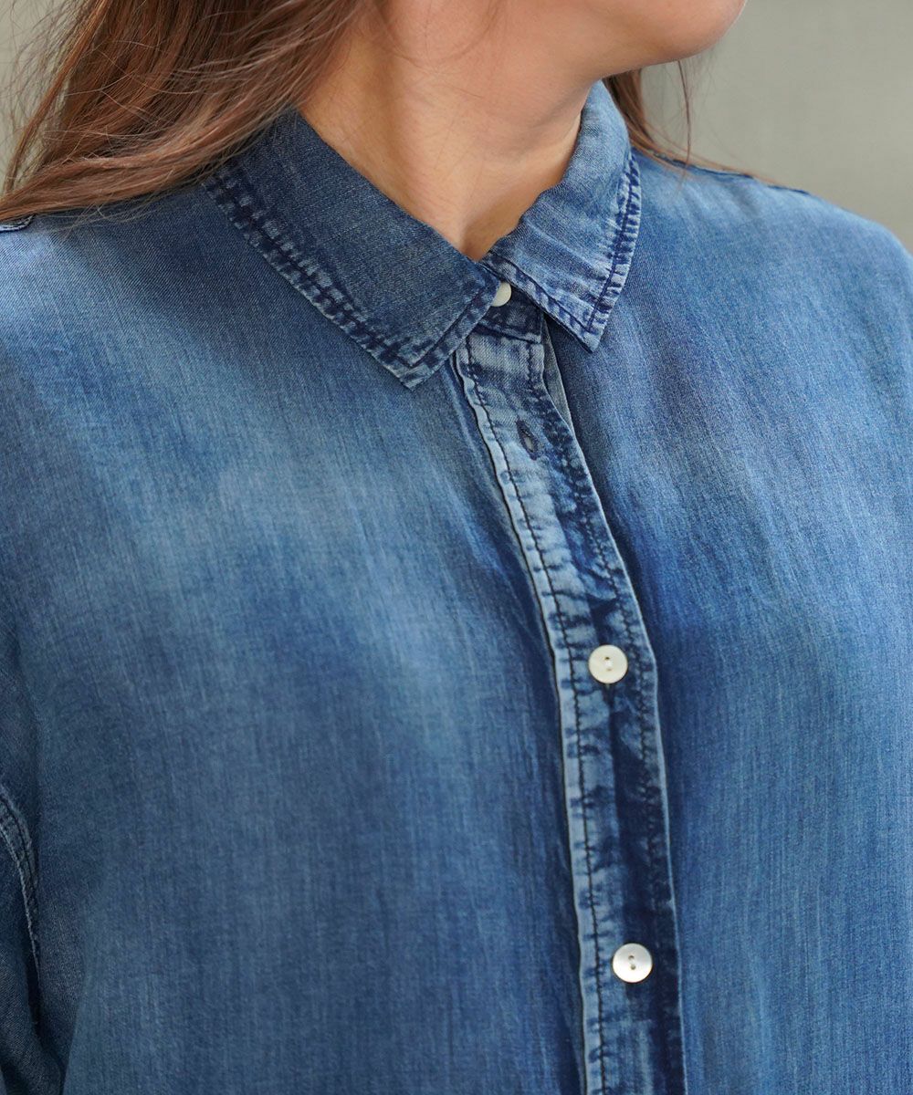 huitieme nid(ユイティーム)デニム風 ロングシャツ | BLEU COMME BLEU