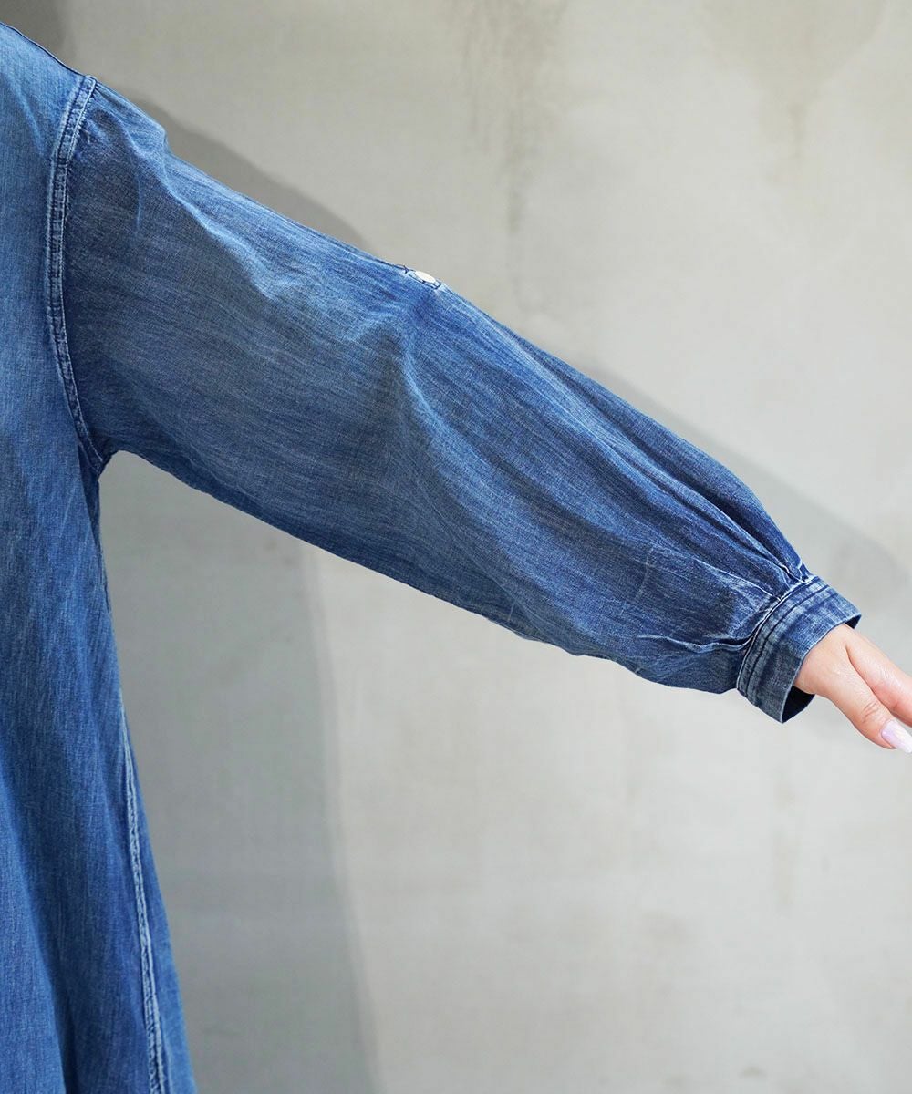 huitieme nid(ユイティーム)デニム風 ロングシャツ | BLEU COMME BLEU