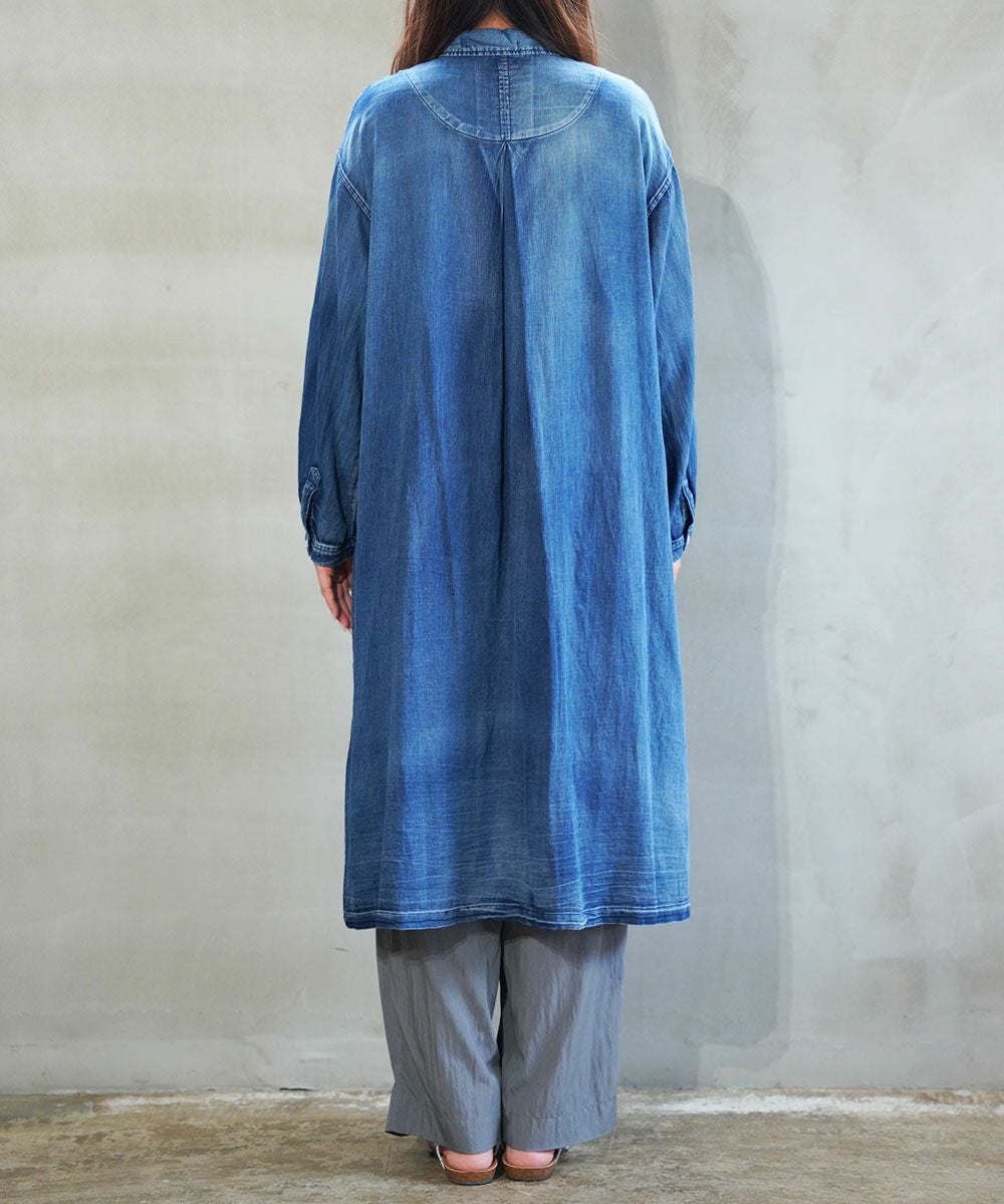 huitieme nid(ユイティーム)デニム風 ロングシャツ | BLEU COMME BLEU