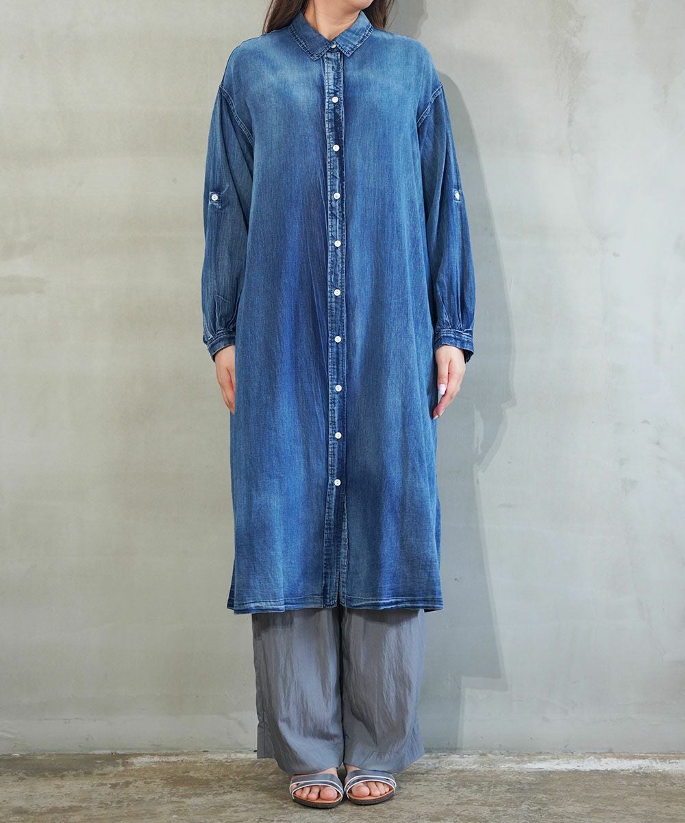 huitieme nid(ユイティーム)デニム風 ロングシャツ | BLEU COMME BLEU