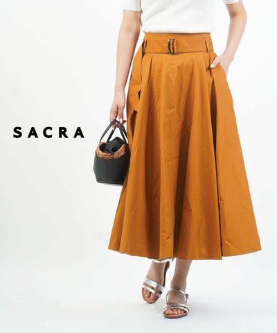 SACRA(サクラ) ベルト付きロングフレアスカート