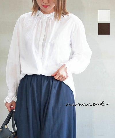 normment(ノーメント) スカラップ刺繍フリルブラウス