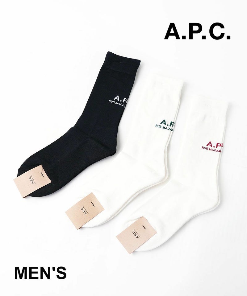 A.P.C.(アー・ペー・セー) メンズ MIKE H ソックス ホワイト×グリーン(45)