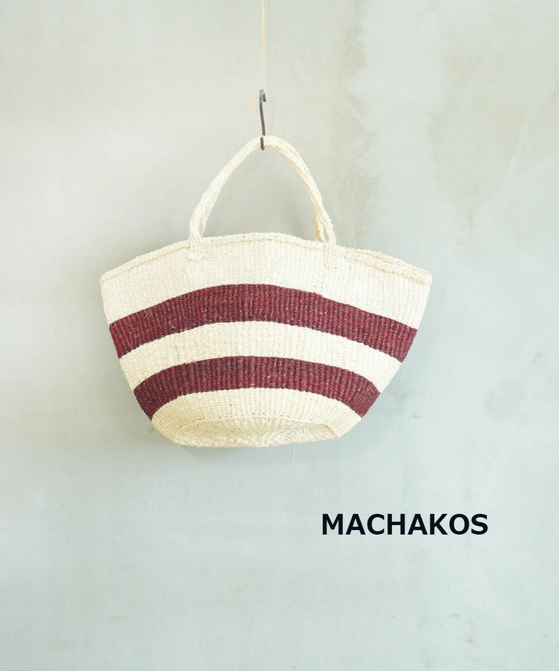 MACHAKOS(マチャコス) アフリカンサイザルカゴバッグ ナチュラル×ブラウン(88)