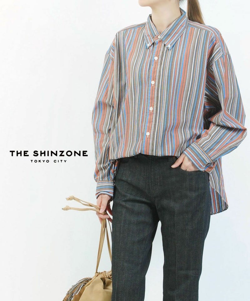 THE SHINZONE(ザ シンゾーン) ダディシャツ DADDY SHIRTS MULTI STRIPE BROWN(48)