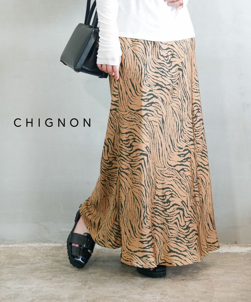 CHIGNON(シニヨン) ゼブラバイアススカート ブラウン(BRN)