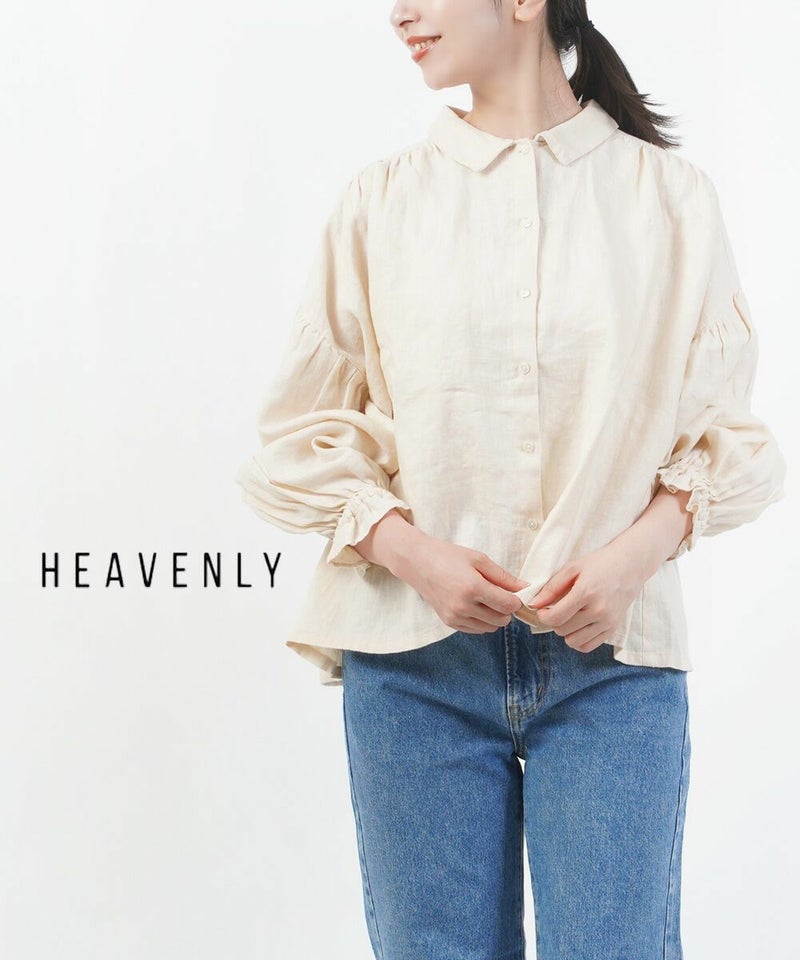 HEAVENLY(ヘブンリー) ヘビーリネンギャザーブラウス ナチュラル(NAT)