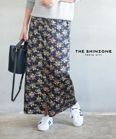 THE SHINZONE(ザ シンゾーン) FLOWER BOUQUET PRINTED SATIN SKIRT