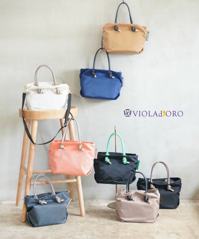 VIOLAd'ORO(ヴィオラドーロ) BIANCA ノットハンドルナイロントート Sサイズ
