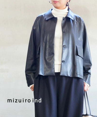mizuiro ind(ミズイロインド) シンセティックレザー シャツジャケット