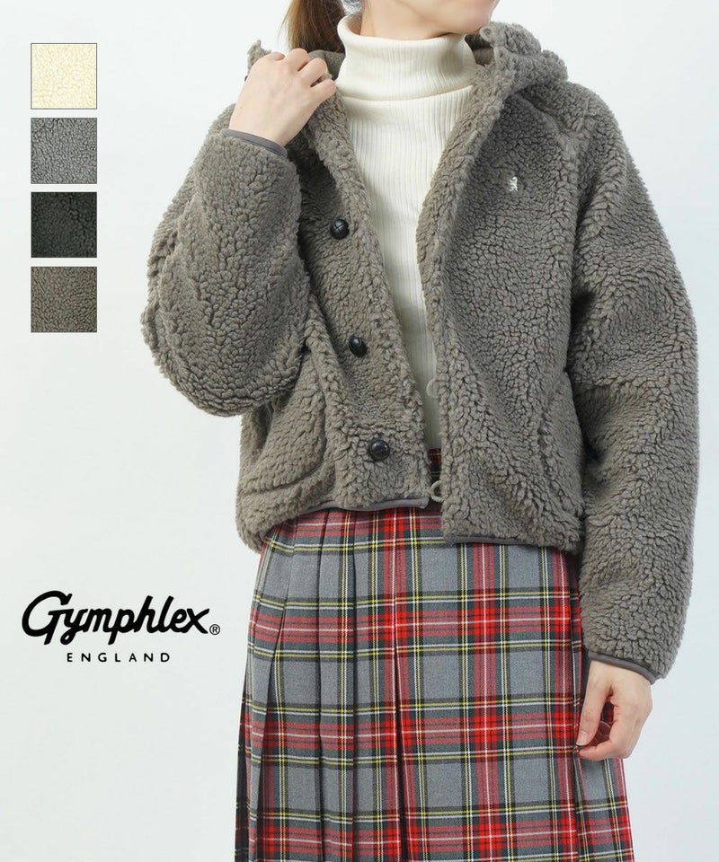 Gymphlex(ジムフレックス) ボアフーディ ショートジャケット OYSTER WHITE(OWHT)