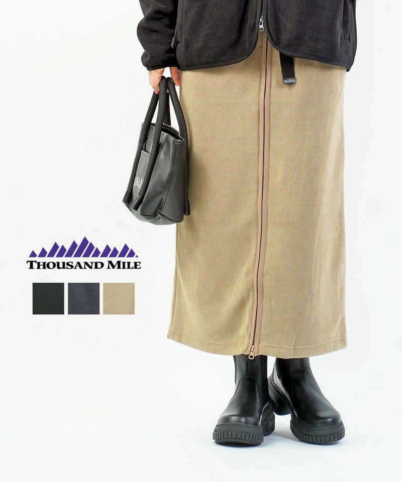 THOUSAND MILE(サウザンドマイル) KNIT FREECE FRONT ZIP SKIRT ブラック(09)