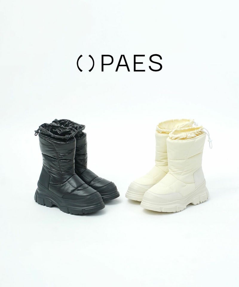 PAES(ペイズ) ステッチパフブーツ グロッシーブラック(GBLK)