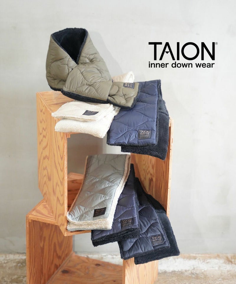 TAION(タイオン) ミリタリー リバーシブル ダウンマフラー ブラック(BLK)