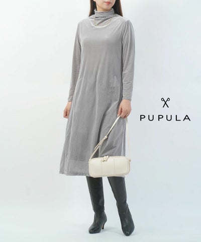 PUPULA(ププラ) シアーベロア タートルネック ワンピース