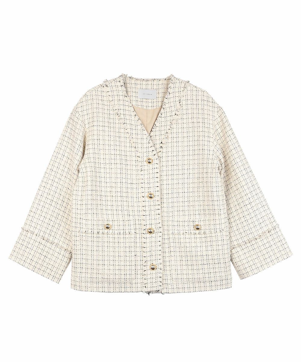 あち　最終お値下げ　CHIGNON モールツイードブルゾン 週末限定 美品 chignon シニヨン モールツイードブルゾン 2023 - メルカリ
