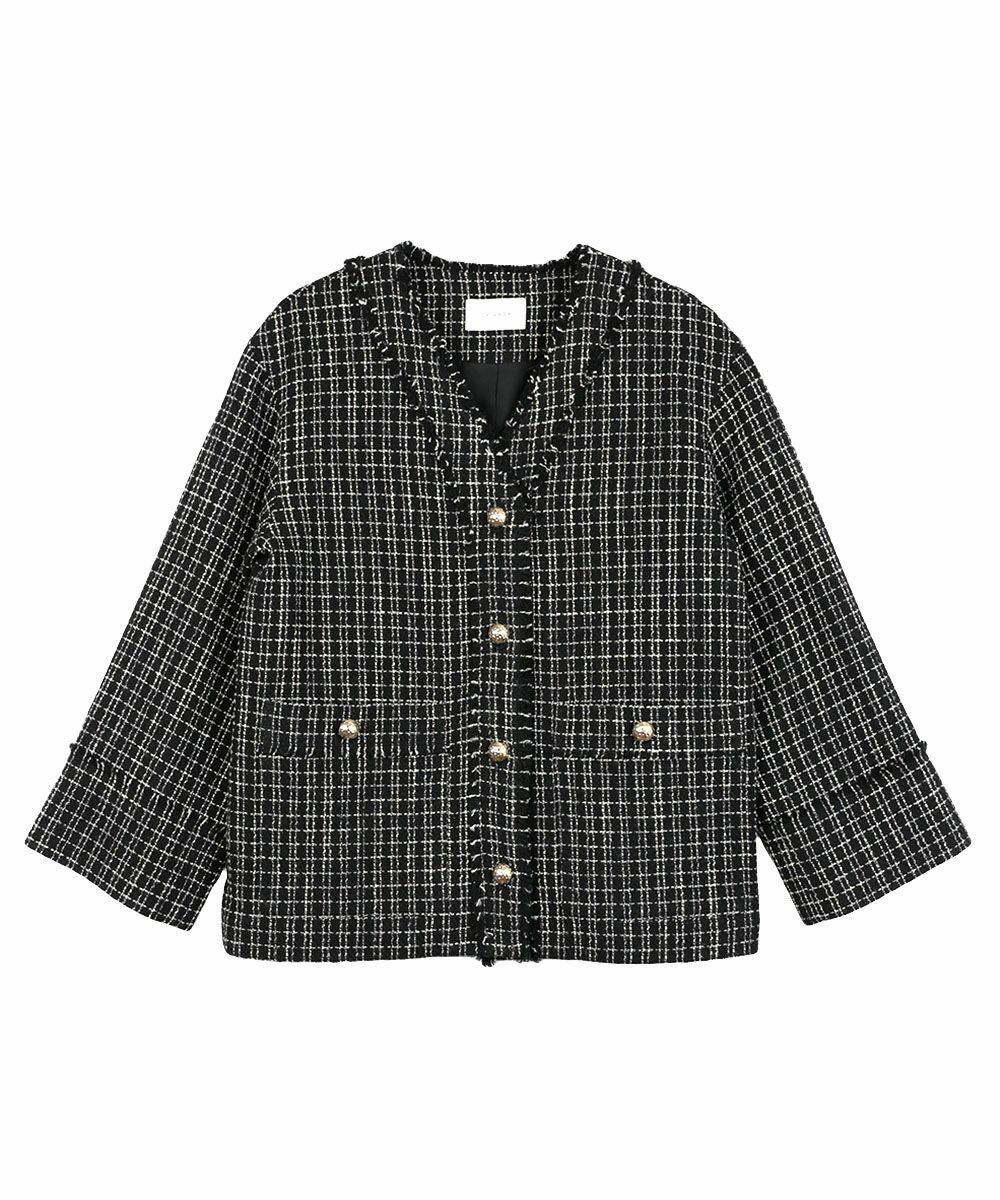 あち　最終お値下げ　CHIGNON モールツイードブルゾン 週末限定 美品 chignon シニヨン モールツイードブルゾン 2023 - メルカリ