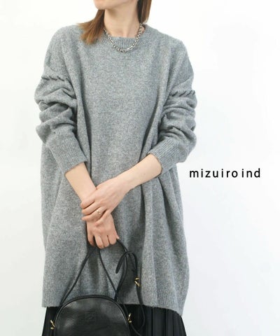 mizuiro ind(ミズイロインド) クルーネック ハンドステッチワンピース