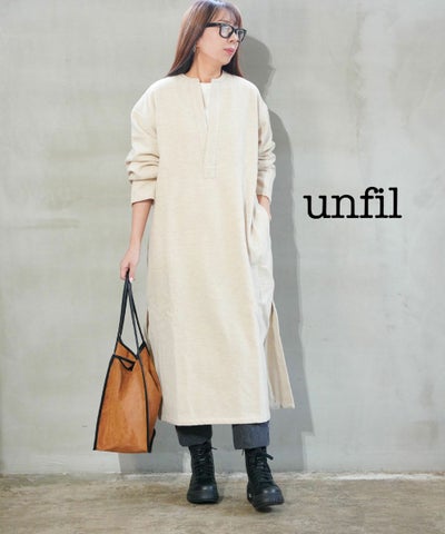 unfil(アンフィル) ラムウール カフタンロングワンピース