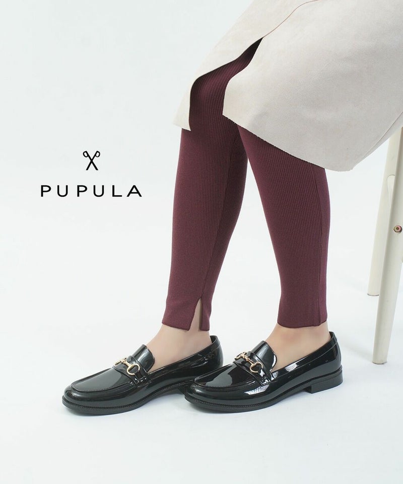 PUPULA(ププラ) コットンリブニット スリットレギンス ボルドー(80)