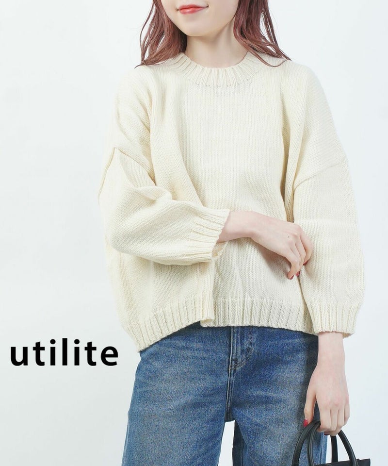 utilite(ユティリテ) ペルーハイランドウール クルーネックプルオーバー オフシロ(0016)