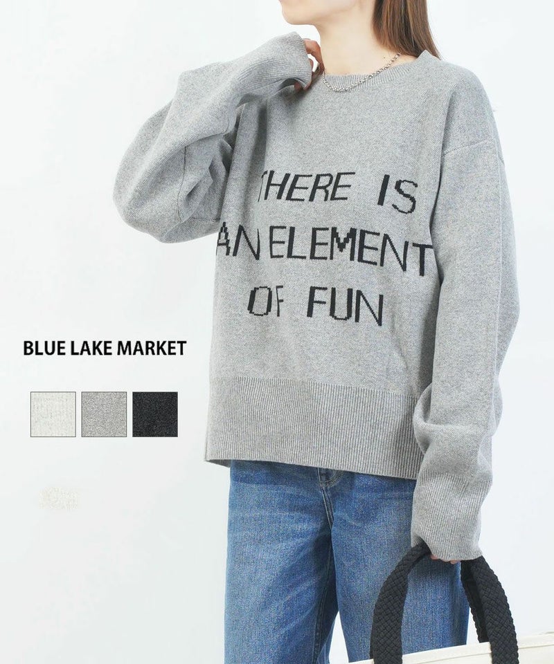 BLUE LAKE MARKET(ブルーレイクマーケット) ロゴニットプルオーバー ホワイト(WHT)
