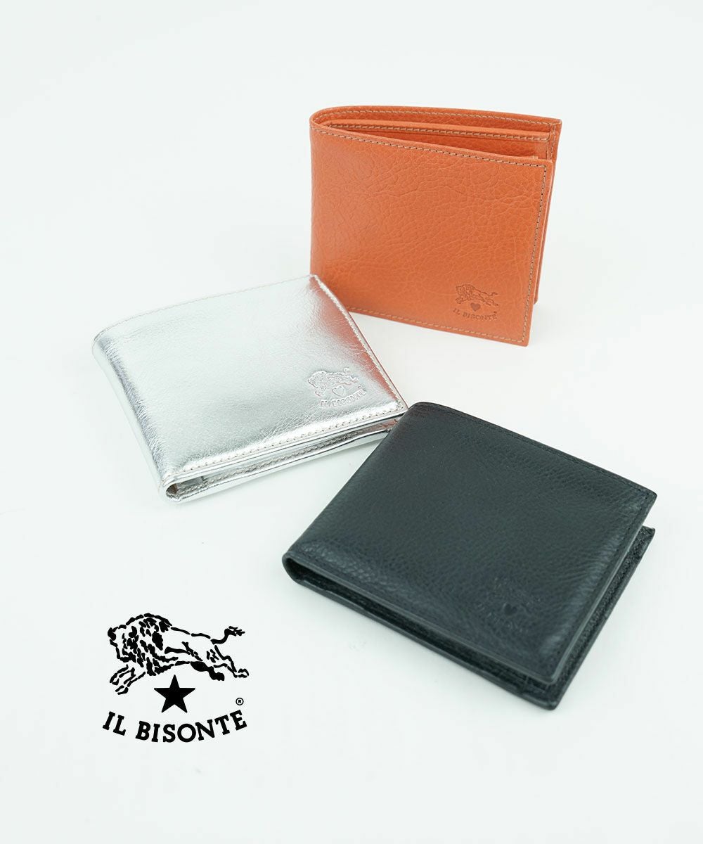 【ILBISONTE】ラウンドファスナー二つ折り財布 IL BISONTE(イルビゾンテ)レザー ラウンドファスナー 二つ折り財布