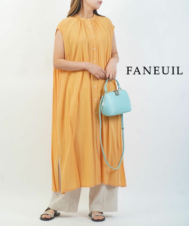 FANEUIL(ファヌル) コットンレーヨンクレープ ロングワンピース ライトオレンジ(52)