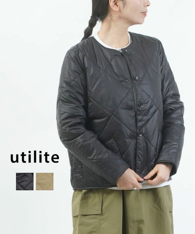 utilite(ユティリテ) ノーカラーキルティングジャケット