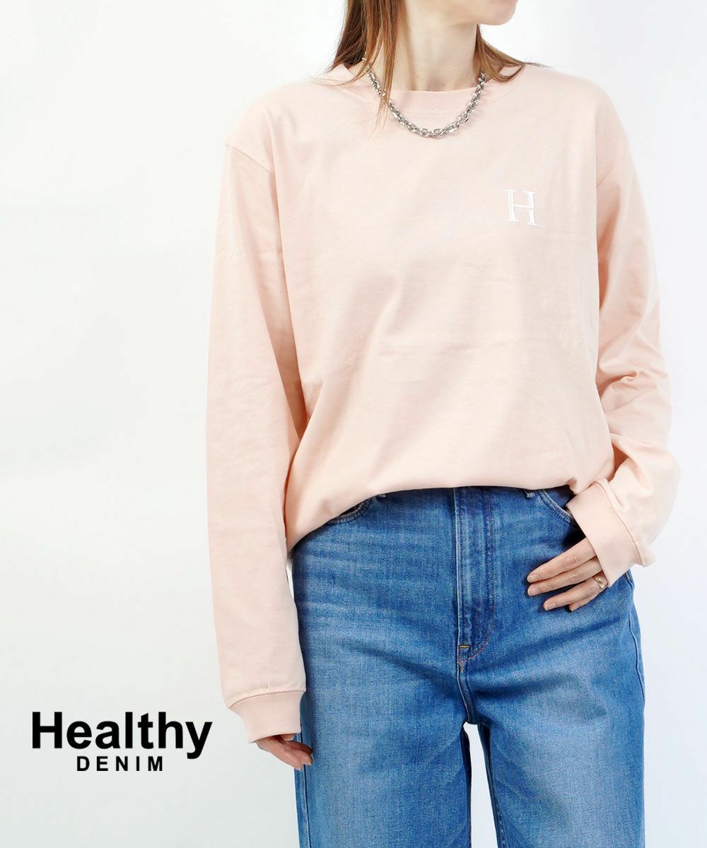 古着 Healthy Denim ヘルシーデニム 長袖 オーバーサイズ オックスフォードシャツ 1 ピンク レディース Tシャツにも合う！50代 大人の羽織り「Healthy DENIM」デニムシャツ
