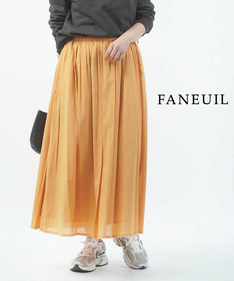 FANEUIL(ファヌル) コットンレーヨンクレープ ロングスカート ライトオレンジ(52)