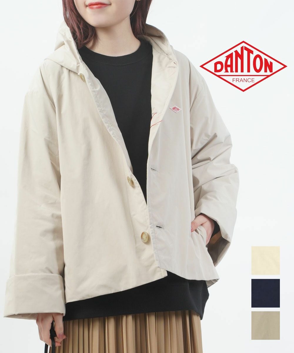 極美品 ダントン ピーチタフタ インサレーション カラーレス ワイドジャケット DANTON(ダントン)ピーチタフタ インサレーション カラーレスワイド