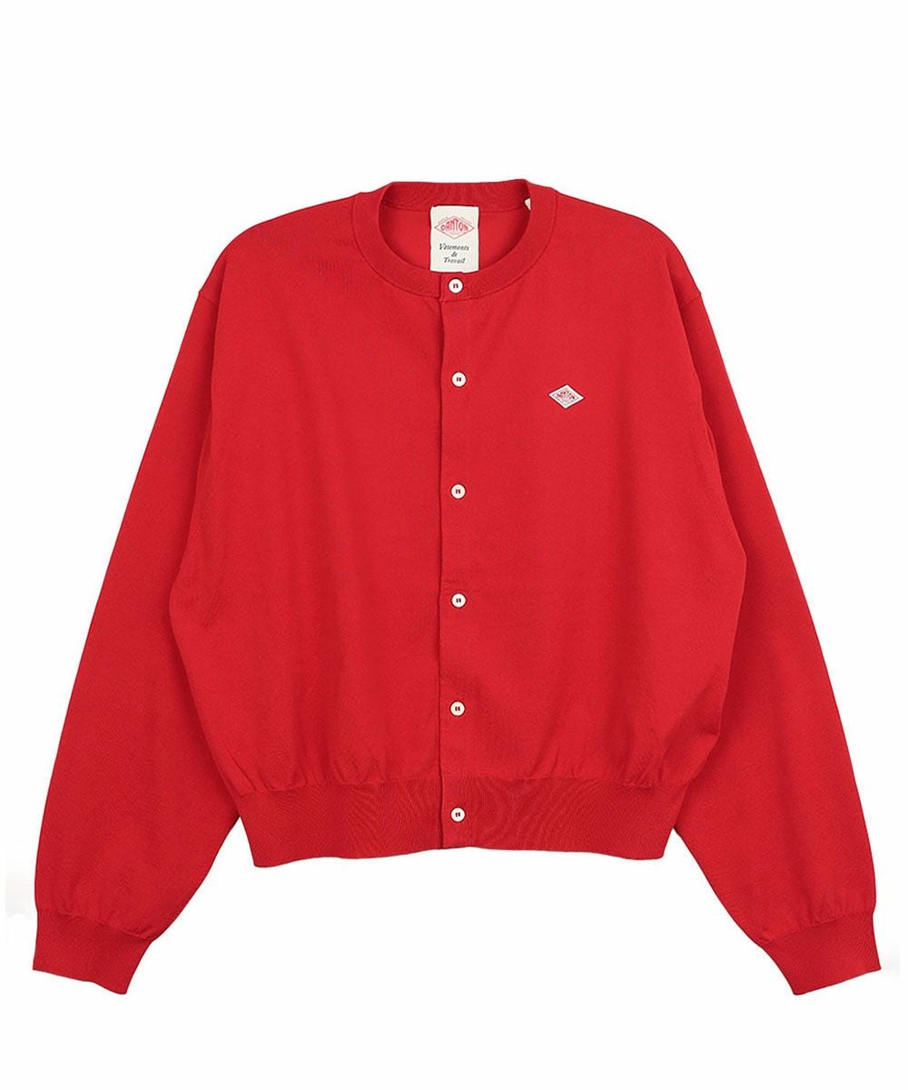 ラスト1点　ダントンDANTON クルーネック ニットカーディガン(レッド)36 DANTON(ダントン)CREW NECK CARDIGAN(クルーネックカーディガン