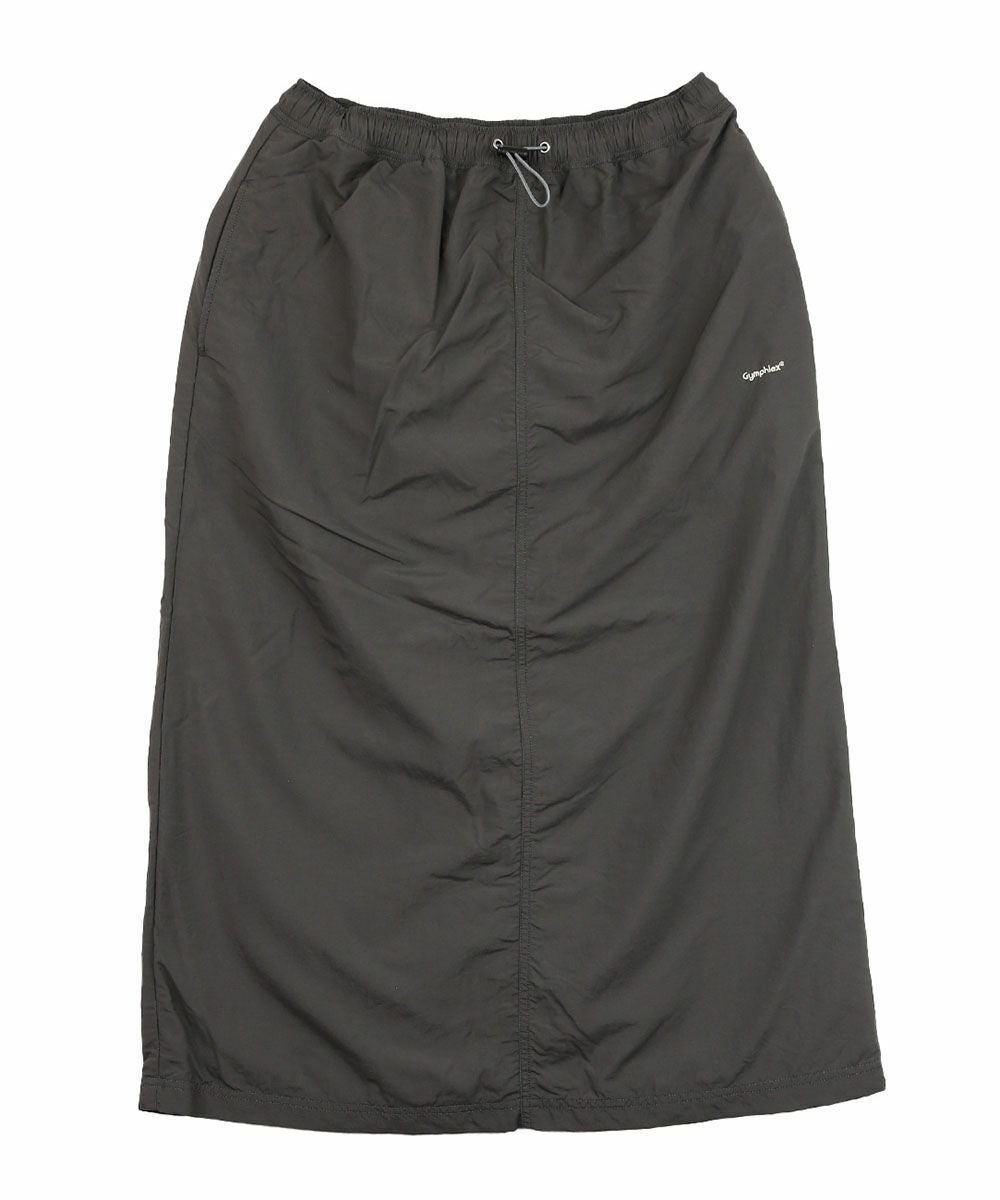 ジムフレックス　ナイロンタッサーイージースカート ロング　ウエストゴム　グレー SALE 50%OFF】Gymphlex(ジムフレックス) ナイロンタッサーイージー